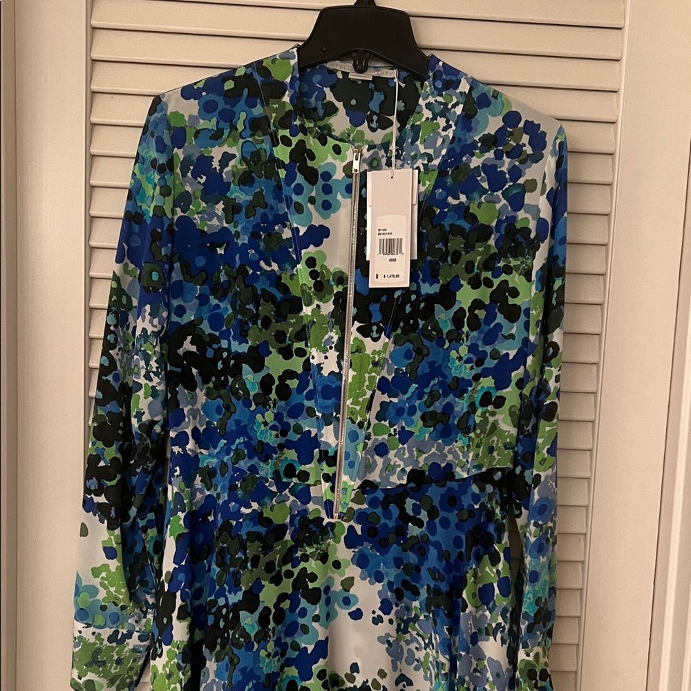 Stella McCartney Blue and Green Dress Shirt with Artistic Print